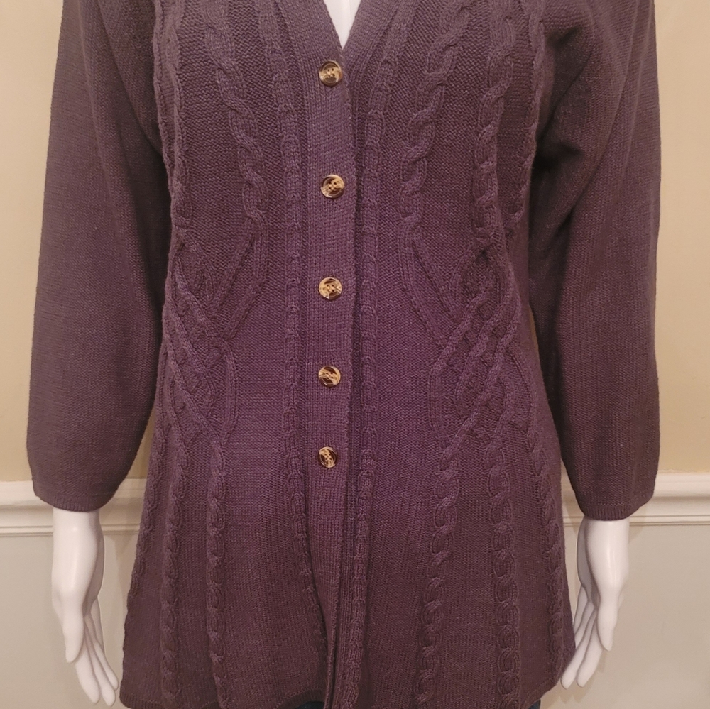 CARDIGAN SWEATER WITH PEPLUM BY LAURA SCOTT, Sz PM
